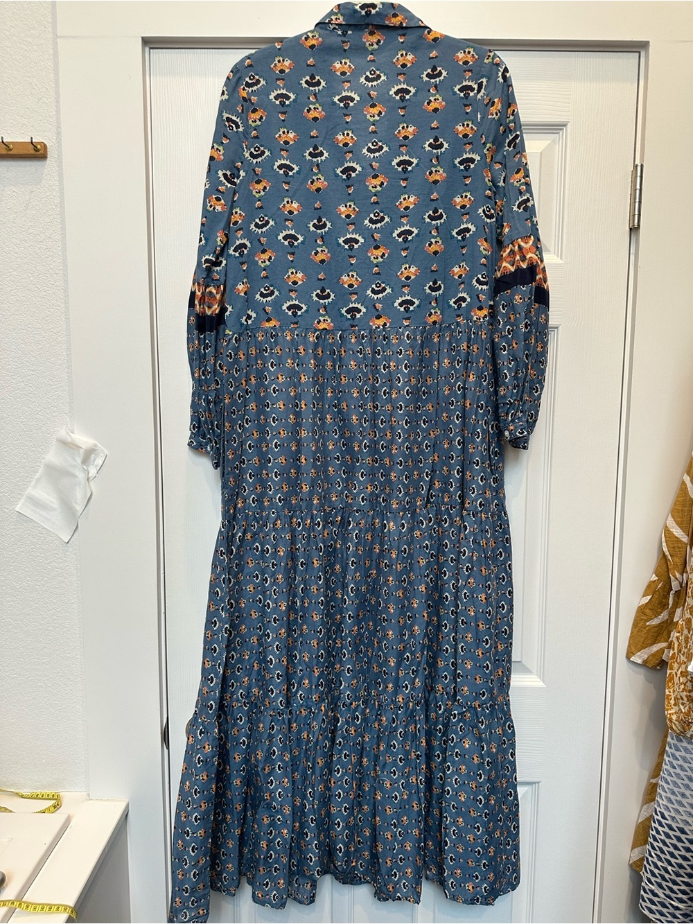 Free People Blue Floral Button-Down Maxi Dress with Rust Accents - Picture 2 of 3